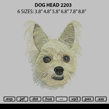 Dog Head 2203 Embroidery File 6 sizes