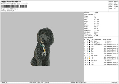Dog 2301 Embroidery File 6 sizes