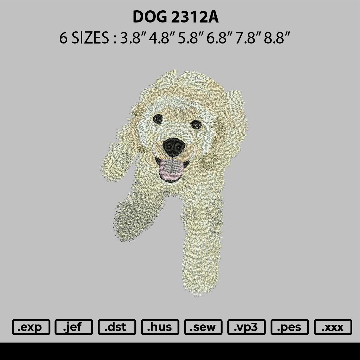 Dog 2312a Embroidery File 6 sizes