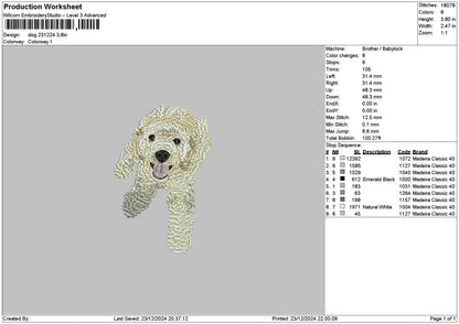 Dog 2312a Embroidery File 6 sizes