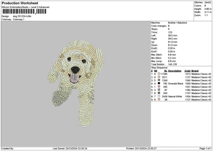 Dog 2312a Embroidery File 6 sizes