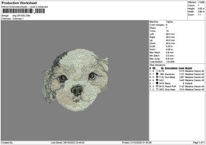 Dog 2610 Embroidery File 6 sizes