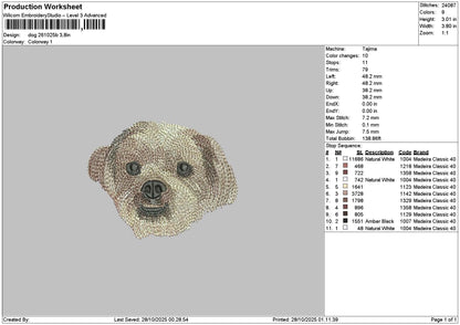 Dog 2610b Embroidery File 6 sizes