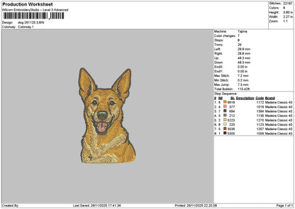 Dog 2611 Embroidery File 6 sizes