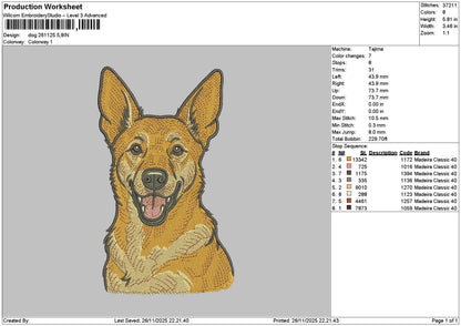 Dog 2611 Embroidery File 6 sizes
