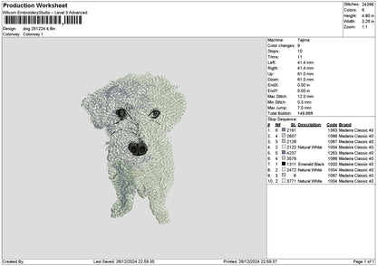 Dog 2612 Embroidery File 6 sizes