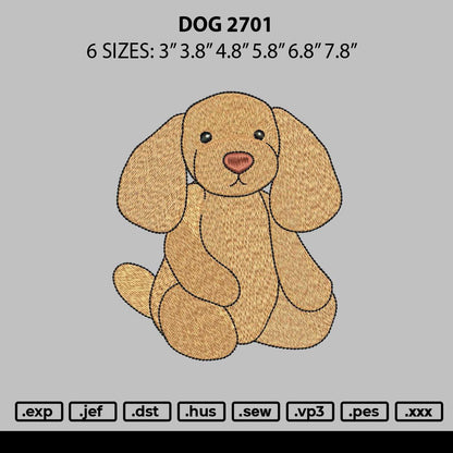 Dog 2701 Embroidery File 6 sizes
