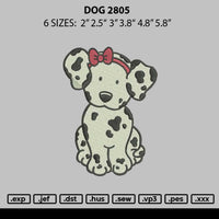 Dog 2805 Embroidery File 6 sizes