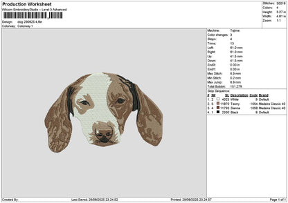 Dog Head 2908 Embroidery File 6 sizes