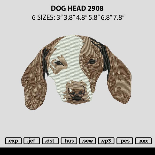 Dog Head 2908 Embroidery File 6 sizes