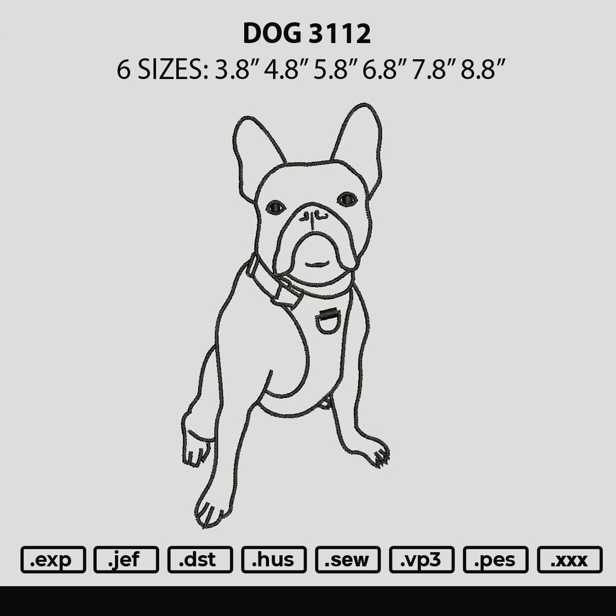 Dog 3112 Embroidery File 6 sizes