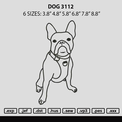 Dog 3112 Embroidery File 6 sizes