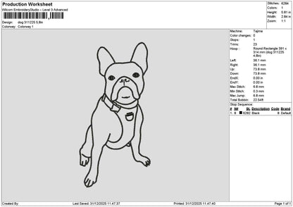 Dog 3112 Embroidery File 6 sizes
