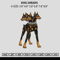 Dog 3heads Embroidery File 6 sizes