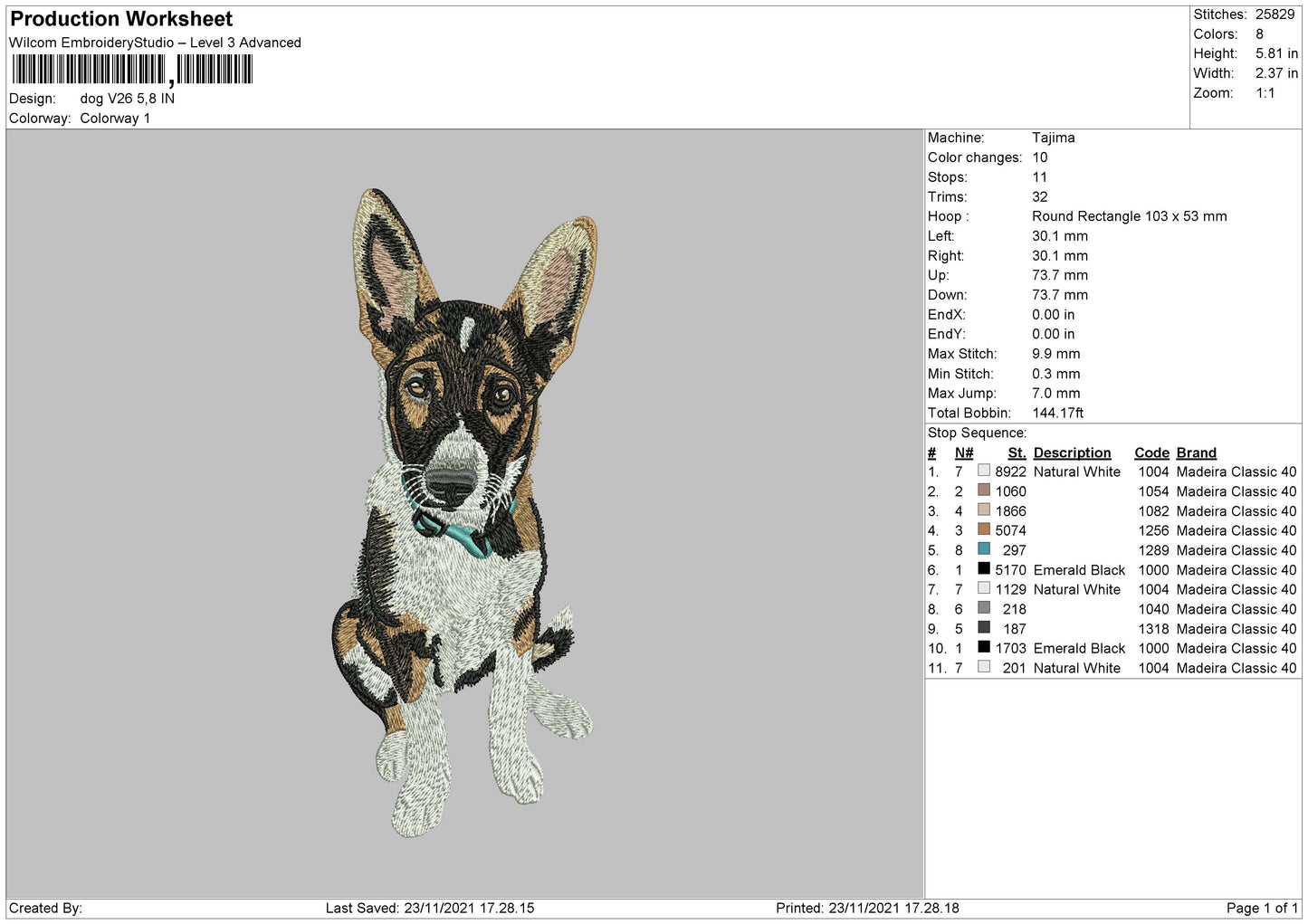 Dog V26 Embroidery File 4 size