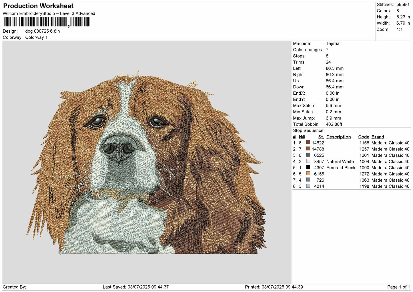 Dog 030725 Embroidery File