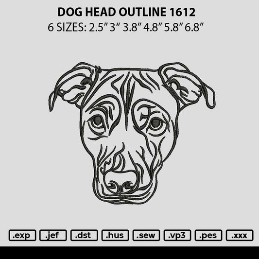 Dog Head Outline 1612 Embroidery File 6 sizes