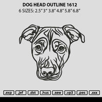 Dog Head Outline 1612 Embroidery File 6 sizes