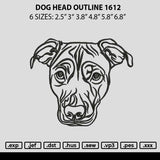 Dog Head Outline 1612 Embroidery File 6 sizes