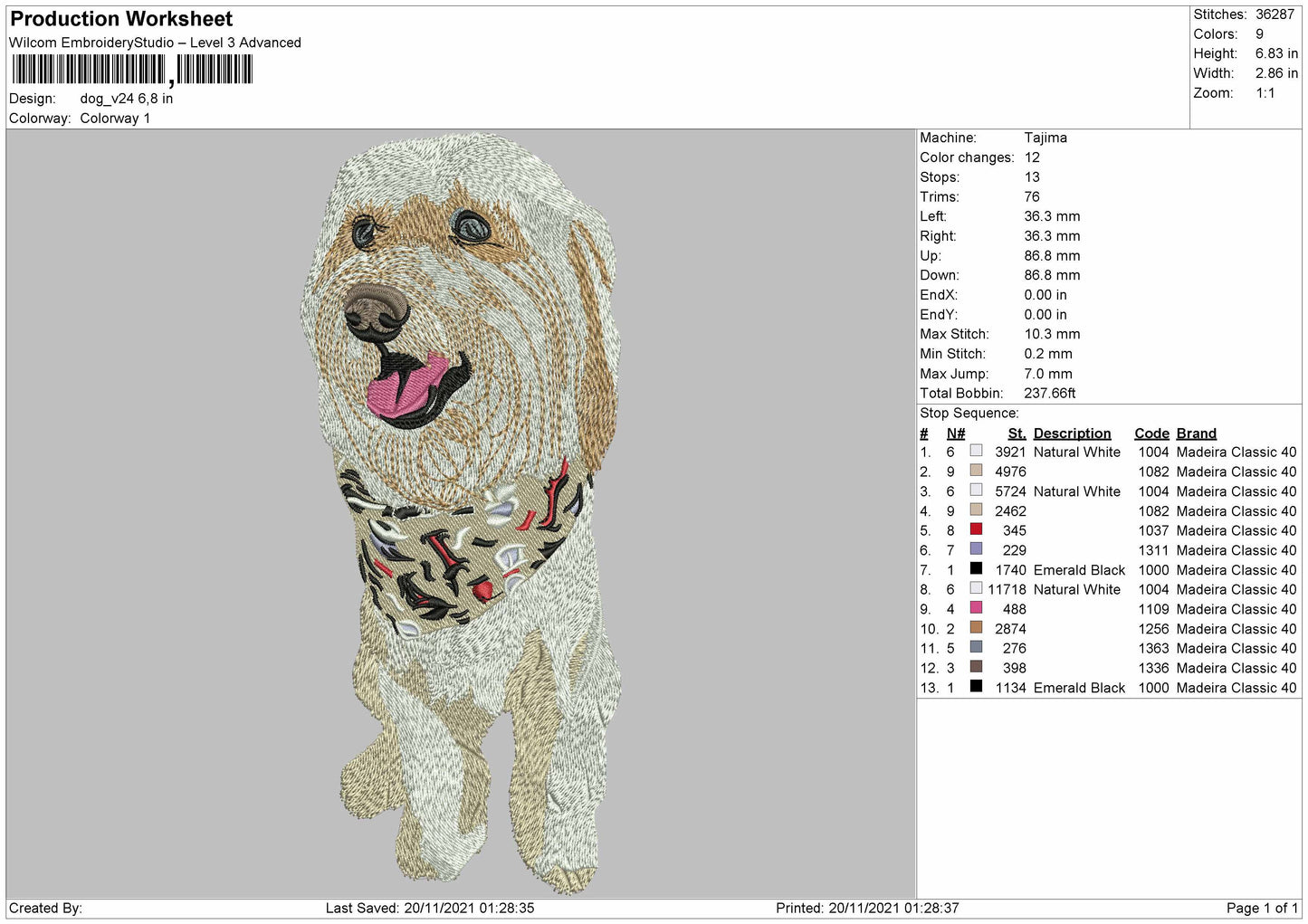 Dog V24 Embroidery File 4 size