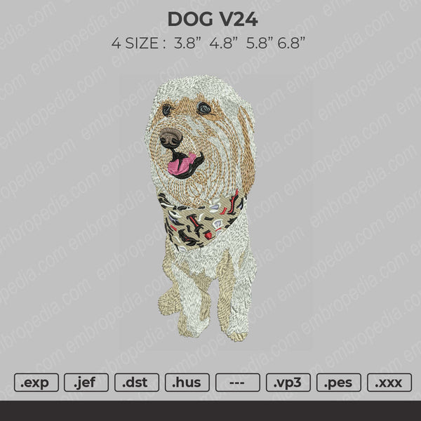 Dog V24 Embroidery File 4 size