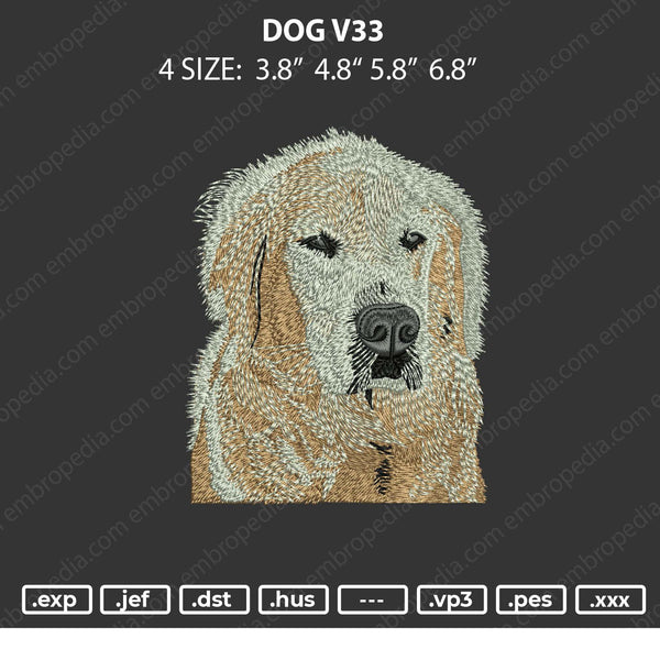 Dog V33 Embroidery File 4 size