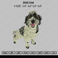 Dog V38 Embroidery File 4 size