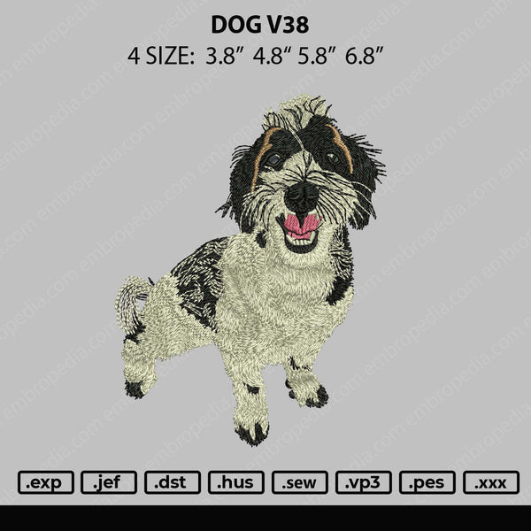 Dog V38 Embroidery File 4 size