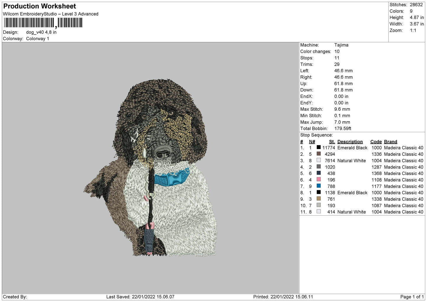 Dog V40 Embroidery File 4 size