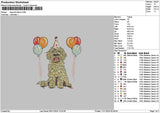 Dog Balloons Embroidery File 6 sizes