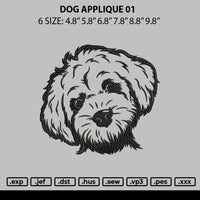 Dog Applique 01 Embroidery File 6 sizes