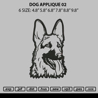 Dog Applique 02 Embroidery File 6 sizes