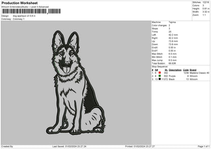 Dog Applique 03 Embroidery File 6 sizes