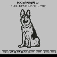 Dog Applique 03 Embroidery File 6 sizes