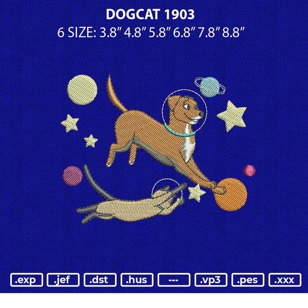 Dogcat 1903 Embroidery File 6 sizes