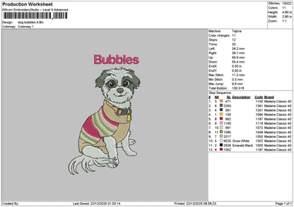 Dog Bubbles Embroidery File 6 sizes