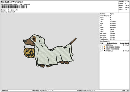 Dog1209 Ghost Embroidery File 6 sizes