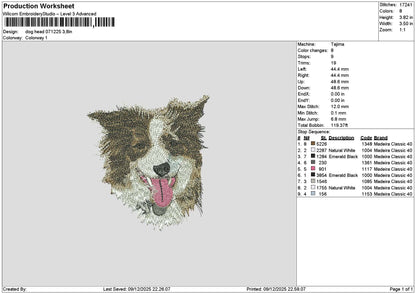 Dog Head 0712 Embroidery File 6 sizes