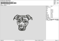 Dog Head Outline 1612 Embroidery File 6 sizes