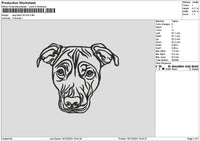 Dog Head Outline 1612 Embroidery File 6 sizes
