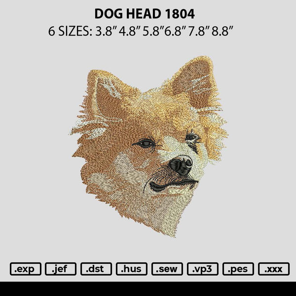 Dog Head 1804 Embroidery File 6 sizes
