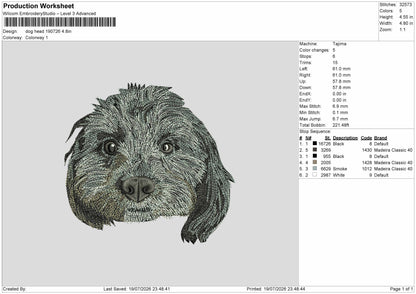 Dog Head 1907 Embroidery Machine Design File 6 sizes