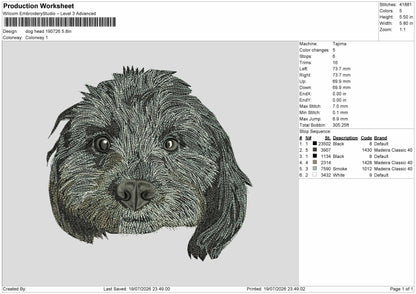 Dog Head 1907 Embroidery Machine Design File 6 sizes