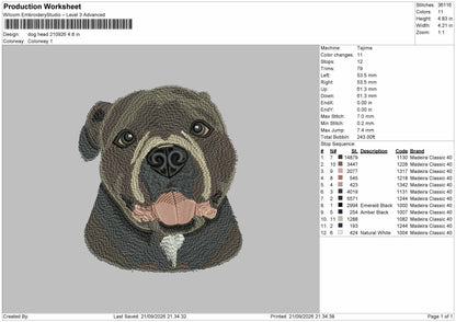 Dog Head 2109 Embroidery Machine Design File 6 sizes