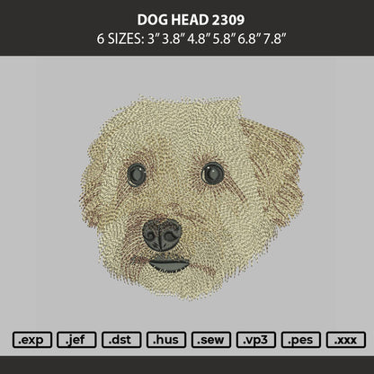 Dog Head 2309 Embroidery Machine Design File 6 sizes