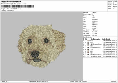 Dog Head 2309 Embroidery Machine Design File 6 sizes