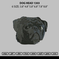 Dog Head 1303 Embroidery File 6 sizes