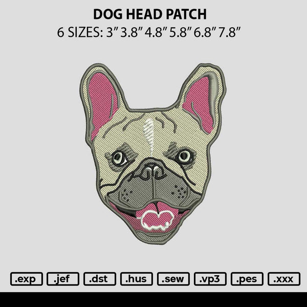 Dog Head Patch Embroidery File 6 sizes