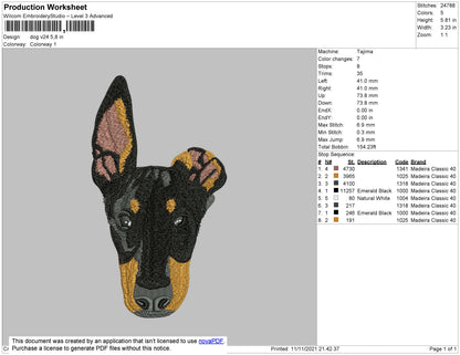 Dog Head V24 Embroidery File 4 size