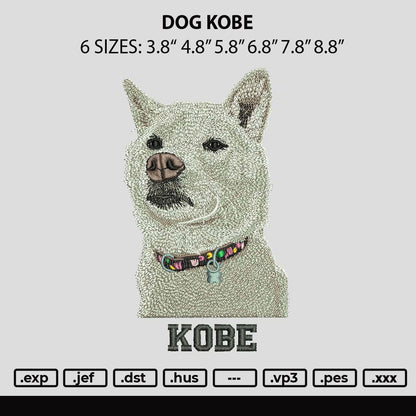 Dog Kobe Embroidery File 6 sizes